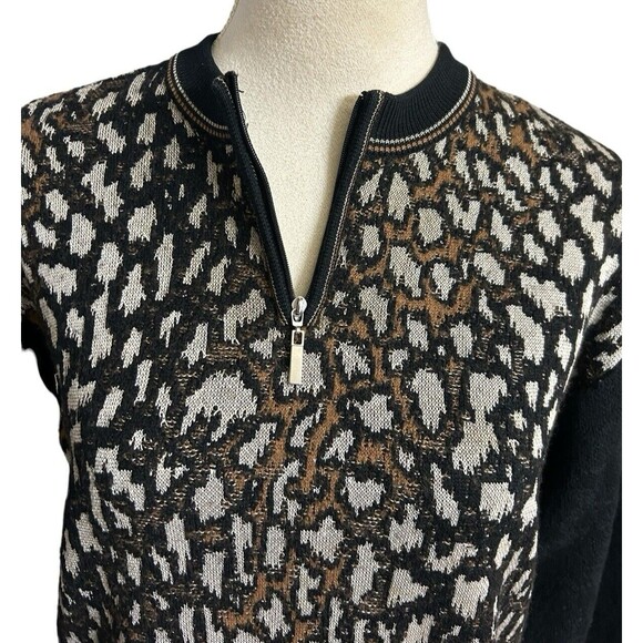 Vintage R Martegani Womens Wool Blend Animal Print Brown Black Sweater Italy M ? - Picture 4 of 11
